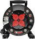 Extreme Line Reel Extension Cord 4 Sockets Switch Ip44 16a H05rr-f 3x1.5 25m Black W-100026