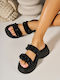 Flache Damen Sandalen Schwarz
