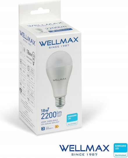 Wellmax Λάμπα LED 18W για Ντουί E27 Ψυχρό Λευκό 2200lm