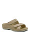 Leder Flache Damen Sandalen Beiges