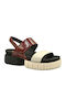 Δερμάτινα Γυναικεία Ανατομικά Σανδάλια Flatforms Μπορντό