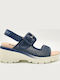 Leather Women's Flat Sandals Navy Blue