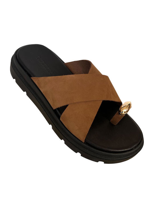 Gkavogiannis Sandals Δερμάτινα Σανδάλια Καφέ