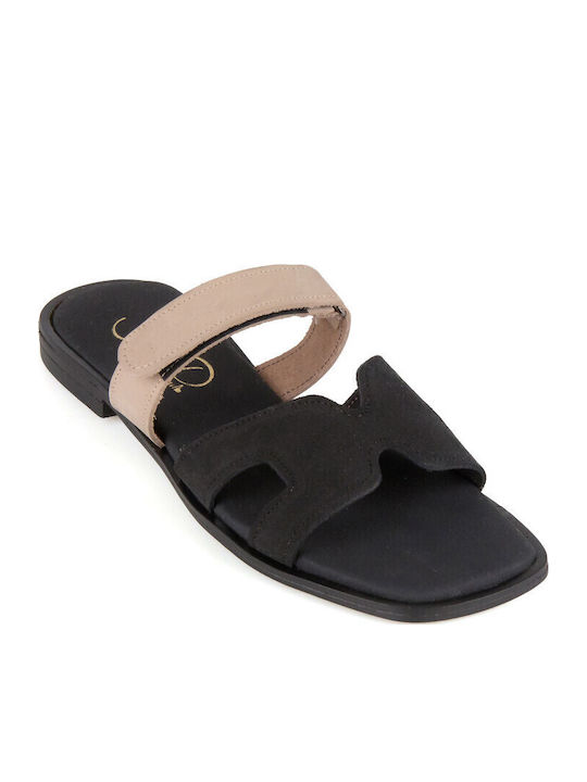 Silia D Leather Women's Flat Sandals Black