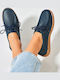 Leder Damen Oxfords in Marineblau Farbe