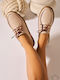 Leder Damen Oxfords in Khaki Farbe