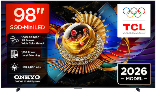 TCL Smart Fernseher 98" 4K Ultra HD SQD-Mini LED Q7D Pro HDR (2026) 98Q7D Pro