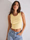 Women's Summer Crop Cotton Top Yellow