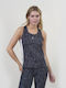 Women's Sleeveless Black Polo Blouse