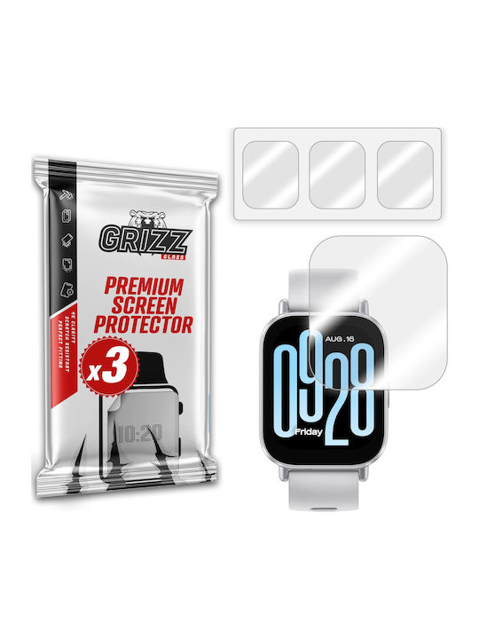 Set 3 Grizzglass Hydrofilm Protective Films Compatible Xiaomi Redmi Watch 5 Active Transparent