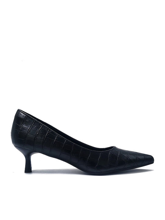 Pointed Toe Heels with Low Heel Black