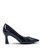 Pointed Toe Heels in Patent Leather with Medium Heel Black