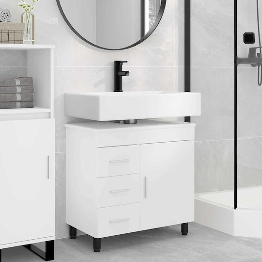 vidaXL Badezimmer Waschtisch-Einheit Ohne Waschbecken M60xB35xH60cm Weiß