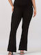 Women's High Rise Flared Pantaloons with Rubber Band Black