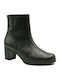 Leather Women's Ankle Boots with Fur Black