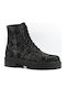 Leder Damen Stiefeletten Schwarz