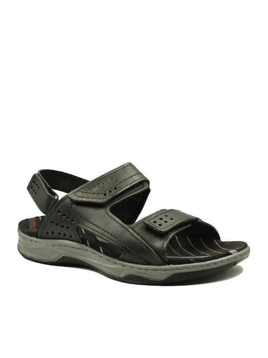 Leather Men's Sandals in Black Color