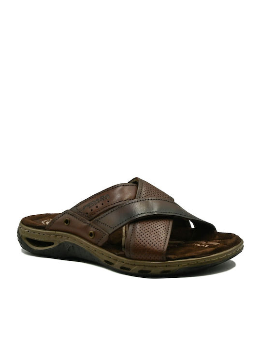 Pegada Leather Men's Sandals In Brown Color