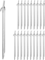 Set 20 Cuiere Pentru Cort Din Oțel Galvanizat Argintiu 30x2.5x2cm
