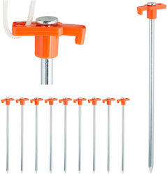 Relaxdays Set 10 Durable Tent Pegs Orange Silve...