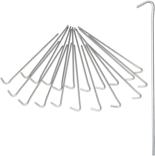 Set 20 Steel Tent Pegs Relaxdays 22x2.5x0.3cm Silver