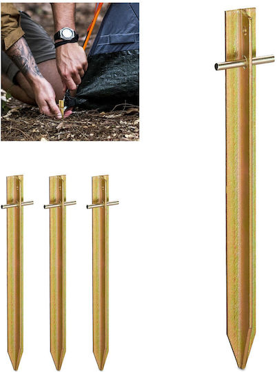 Set 4 Tent Pegs Relaxdays Gold 30x4.5x2.5cm