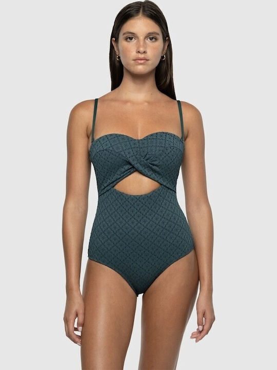 Nip Tuck Swim Luka Strapless Ein Stück Badeanzug Dunkelgrün
