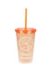 Koopman Plastic Glass in Orange Colour with Straw 400ml