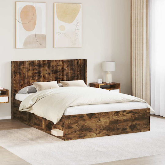 vidaXL Wooden Brown Bed Headboard 126.5x100cm