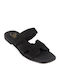 Leather Women's Flat Sandals Black