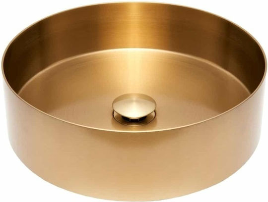 Swiss Aqua Technologies Επικαθήμενος Νιπτήρας Πορσελάνης 38x38x11cm Brushed Gold