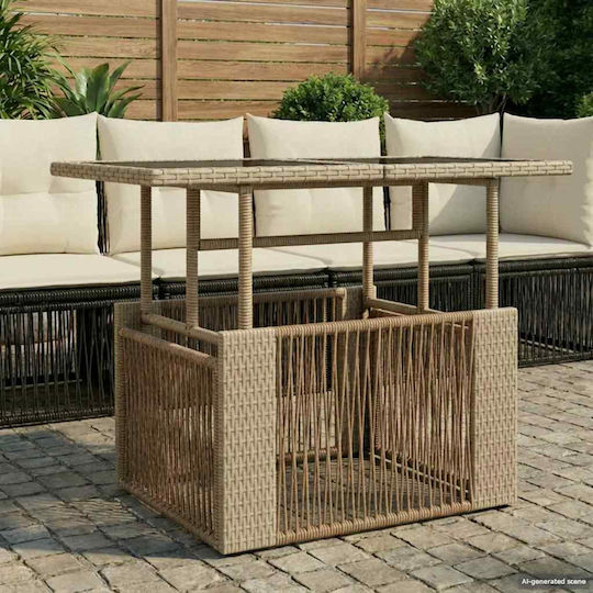 Τραπέζι Καθιστικού Εξωτερικού Χώρου Rattan Μπεζ 100x55x37εκ.