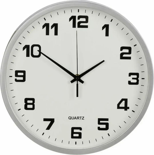 Analoge Wanduhr 25cm Leiser Quarzmechanismus Silber Weißes Zifferblatt Analoge Wanduhr 25cm Leiser Quarzmechanismus Silber Weißes Zifferblatt
