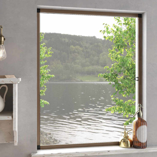 vidaXL Σίτα Παραθύρου από Fiberglass Καφέ με Πλαίσιο 130x110cm