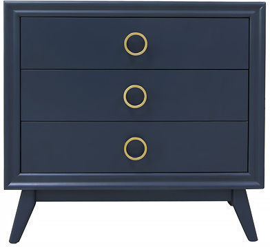 Metal Bedroom Chest of Drawers Pomeroy with 3 Drawers Navy Blue 81x38x76cm