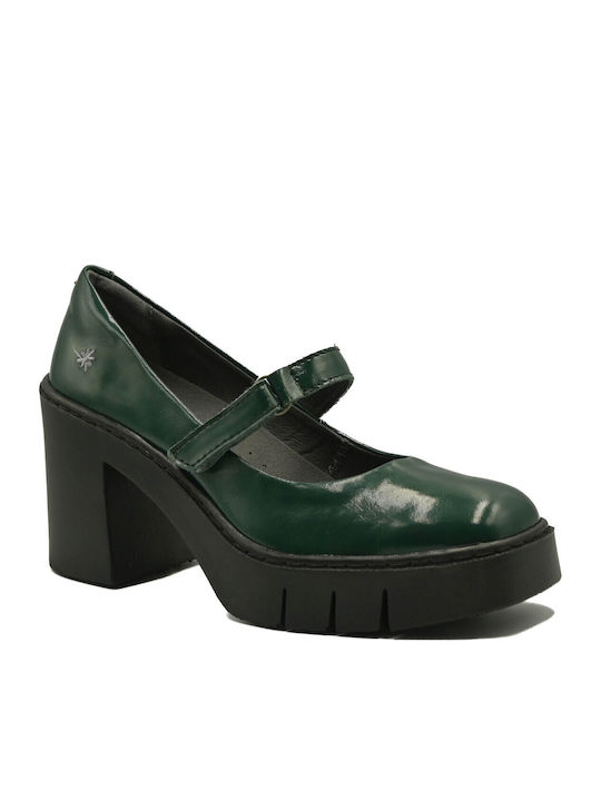 Leder Pumps mit Riemchen & Hochhackigen Khaki