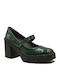 Leder Pumps mit Riemchen & Hochhackigen Khaki