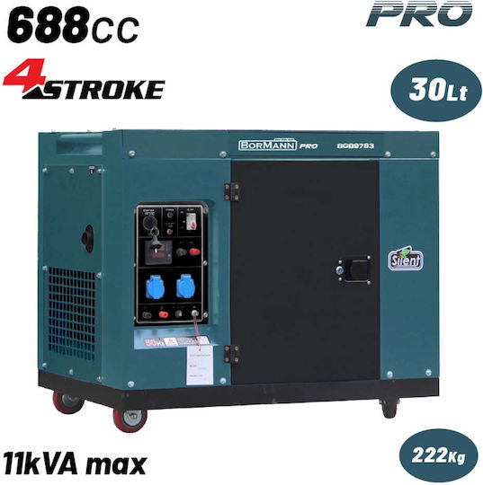 Bormann Pro BGB9783 Трифазен Дизелов Генератор Четиритактов С Колела