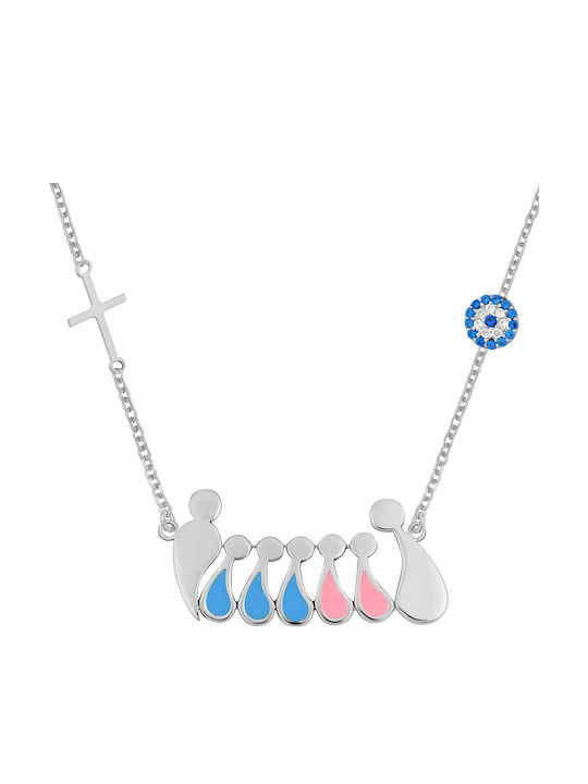 VTJ Necklace Family From Pink Gold Plated Silver Blue