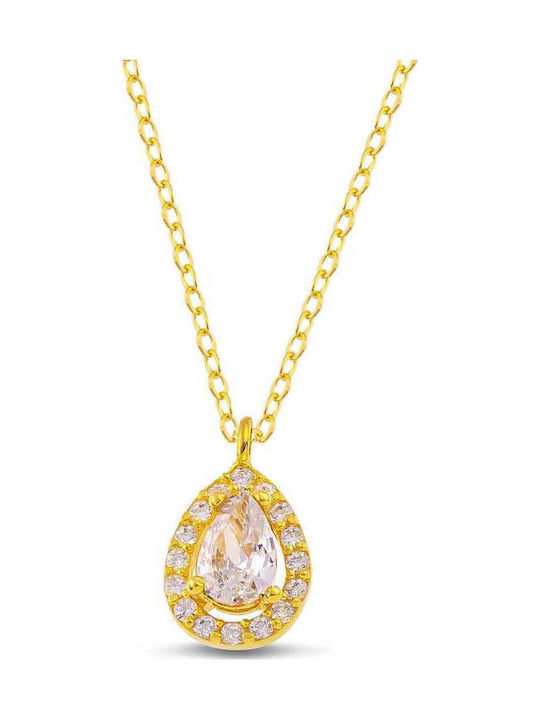 Themelidis Jewels Halskette Rosette aus Vergoldetem Silber mit Zirkon