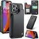 Caseme C22 iPhone 15 Pro Max Card Wallet Rfid Husă Din Piele Neagră