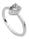 Einzelner Steine Ring aus Weißgold 14K mit Zirkon