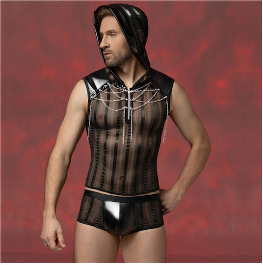 Aph Sexy Men's Black Costume Hood Underwear Sexy Men's Costume Black Hood Underwear 2321