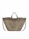 Damentasche Aus Leder Schulter Handtasche Suede Taupe