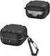 Techsuit Carbonfiber Silicone Case With Hook In Black Colour For Galaxy Buds4 / 4 Pro