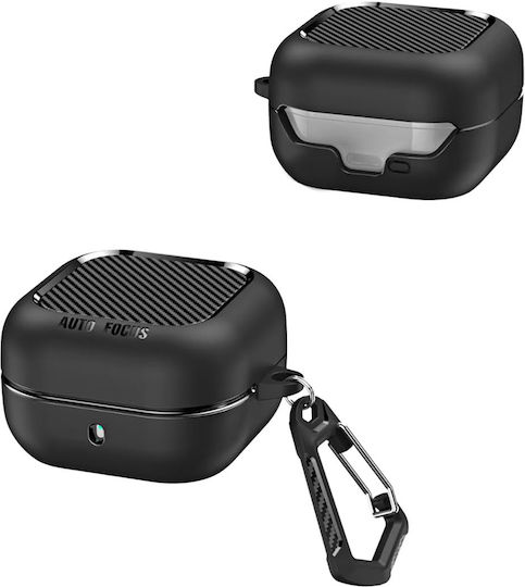 Techsuit Carbonfiber Silicone Case With Hook In Black Colour For Galaxy Buds4 / 4 Pro