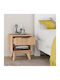 Bedside Table Hamea Wooden Beige 45x39.5x50.2cm