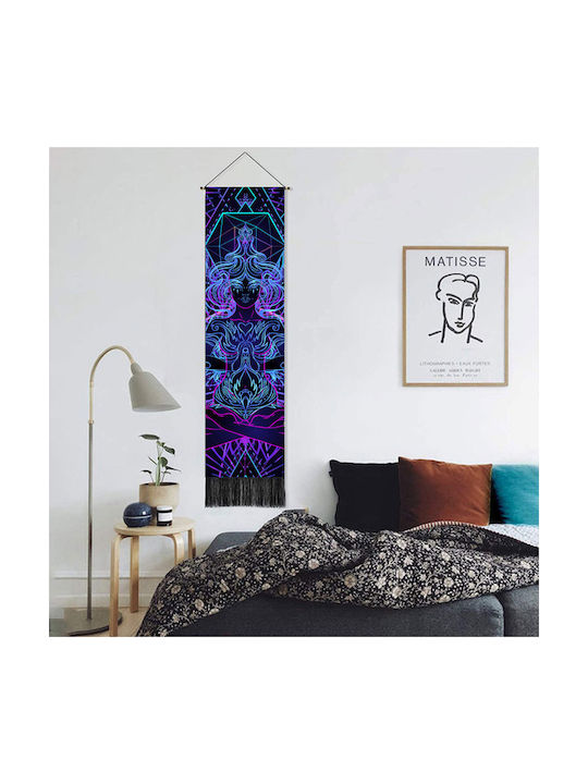 FRIPIA Hanging Wall Decor Blue Fabric 130x32.5cm