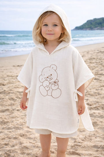 SteweHome Kinder Strandponcho Weiß