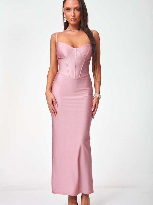 Summer Maxi Evening Satin Pink Dress